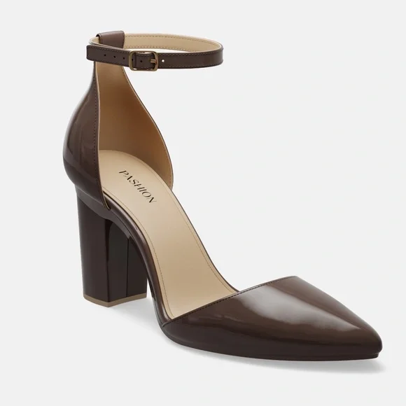 CONVERTIBLE HEEL - Pashion 1.0 Cocoa Patent D'Orsay (4" Block) - Picture 2 of 4